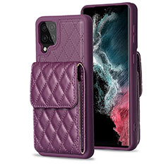 Silikon Hülle Handyhülle Gummi Schutzhülle Flexible Leder Tasche BF6 für Samsung Galaxy A12 5G Violett