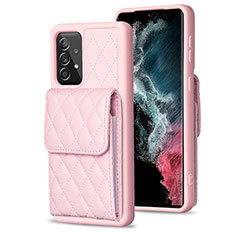 Silikon Hülle Handyhülle Gummi Schutzhülle Flexible Leder Tasche BF6 für Samsung Galaxy A52 4G Rosegold