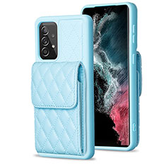 Silikon Hülle Handyhülle Gummi Schutzhülle Flexible Leder Tasche BF6 für Samsung Galaxy A52s 5G Hellblau