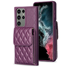 Silikon Hülle Handyhülle Gummi Schutzhülle Flexible Leder Tasche BF6 für Samsung Galaxy S22 Ultra 5G Violett