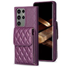 Silikon Hülle Handyhülle Gummi Schutzhülle Flexible Leder Tasche BF6 für Samsung Galaxy S24 Ultra 5G Violett