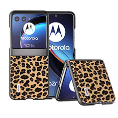 Silikon Hülle Handyhülle Gummi Schutzhülle Flexible Leder Tasche BH2 für Motorola Moto Razr 40 Ultra 5G Hellbraun