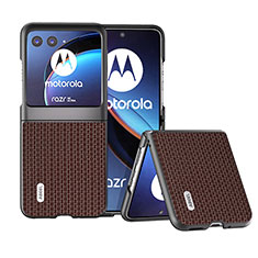 Silikon Hülle Handyhülle Gummi Schutzhülle Flexible Leder Tasche BH4 für Motorola Moto Razr 40 Ultra 5G Braun