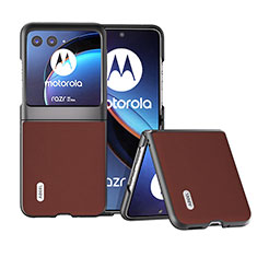 Silikon Hülle Handyhülle Gummi Schutzhülle Flexible Leder Tasche BH5 für Motorola Moto Razr 40 Ultra 5G Braun