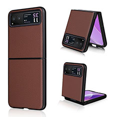 Silikon Hülle Handyhülle Gummi Schutzhülle Flexible Leder Tasche BY1 für Motorola Moto Razr 40 5G Braun