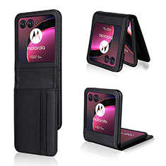 Silikon Hülle Handyhülle Gummi Schutzhülle Flexible Leder Tasche BY1 für Motorola Moto Razr 40 Ultra 5G Schwarz