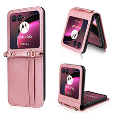 Silikon Hülle Handyhülle Gummi Schutzhülle Flexible Leder Tasche BY5 für Motorola Moto Razr 40 Ultra 5G Rosa