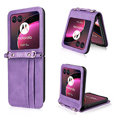 Silikon Hülle Handyhülle Gummi Schutzhülle Flexible Leder Tasche BY5 für Motorola Moto Razr 40 Ultra 5G Violett