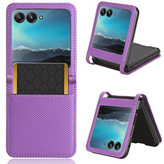 Silikon Hülle Handyhülle Gummi Schutzhülle Flexible Leder Tasche BY6 für Motorola Moto Razr 40 Ultra 5G Violett