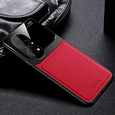 Silikon Hülle Handyhülle Gummi Schutzhülle Flexible Leder Tasche FL1 für Huawei P50 Pro Rot