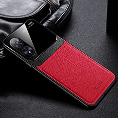 Silikon Hülle Handyhülle Gummi Schutzhülle Flexible Leder Tasche FL1 für Oppo A1 5G Rot