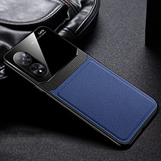 Silikon Hülle Handyhülle Gummi Schutzhülle Flexible Leder Tasche FL1 für Oppo A58x 5G Blau
