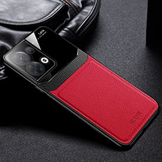 Silikon Hülle Handyhülle Gummi Schutzhülle Flexible Leder Tasche FL1 für Oppo Reno8 5G Rot