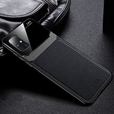 Silikon Hülle Handyhülle Gummi Schutzhülle Flexible Leder Tasche FL1 für Samsung Galaxy A51 4G Schwarz