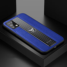 Silikon Hülle Handyhülle Gummi Schutzhülle Flexible Leder Tasche FL1 für Samsung Galaxy M02s Blau