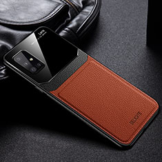 Silikon Hülle Handyhülle Gummi Schutzhülle Flexible Leder Tasche FL1 für Samsung Galaxy M31s Braun