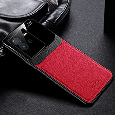 Silikon Hülle Handyhülle Gummi Schutzhülle Flexible Leder Tasche FL1 für Vivo iQOO Neo6 5G Rot