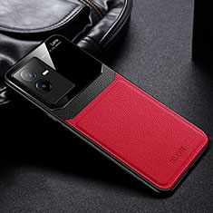 Silikon Hülle Handyhülle Gummi Schutzhülle Flexible Leder Tasche FL1 für Vivo iQOO Z6x Rot