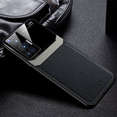 Silikon Hülle Handyhülle Gummi Schutzhülle Flexible Leder Tasche FL1 für Vivo X70 Pro 5G Schwarz