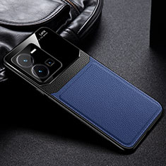 Silikon Hülle Handyhülle Gummi Schutzhülle Flexible Leder Tasche FL1 für Vivo Y35 4G Blau