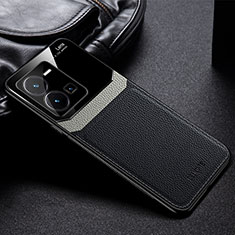 Silikon Hülle Handyhülle Gummi Schutzhülle Flexible Leder Tasche FL1 für Vivo Y35 4G Schwarz
