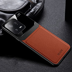 Silikon Hülle Handyhülle Gummi Schutzhülle Flexible Leder Tasche FL1 für Xiaomi Mi 13 5G Braun