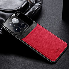 Silikon Hülle Handyhülle Gummi Schutzhülle Flexible Leder Tasche FL1 für Xiaomi Mi 14 Pro 5G Rot