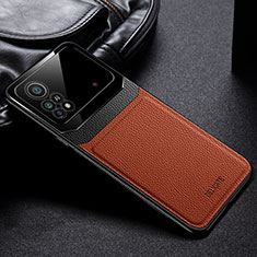 Silikon Hülle Handyhülle Gummi Schutzhülle Flexible Leder Tasche FL1 für Xiaomi Poco X4 Pro 5G Braun