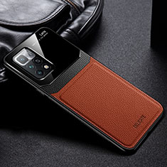 Silikon Hülle Handyhülle Gummi Schutzhülle Flexible Leder Tasche FL1 für Xiaomi Redmi Note 11 4G (2021) Braun