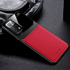 Silikon Hülle Handyhülle Gummi Schutzhülle Flexible Leder Tasche FL1 für Xiaomi Redmi Note 11 4G (2021) Rot