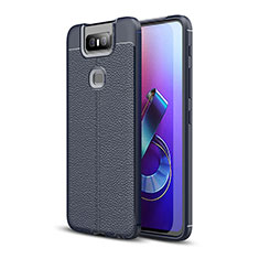 Silikon Hülle Handyhülle Gummi Schutzhülle Flexible Leder Tasche für Asus Zenfone 6 ZS630KL Blau