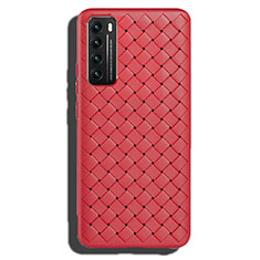 Silikon Hülle Handyhülle Gummi Schutzhülle Flexible Leder Tasche für Huawei Nova 7 5G Rot