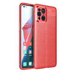 Silikon Hülle Handyhülle Gummi Schutzhülle Flexible Leder Tasche für Oppo Find X3 5G Rot