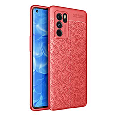 Silikon Hülle Handyhülle Gummi Schutzhülle Flexible Leder Tasche für Oppo Reno6 Pro 5G India Rot