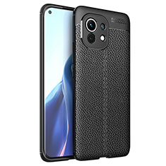 Silikon Hülle Handyhülle Gummi Schutzhülle Flexible Leder Tasche für Xiaomi Mi 11 Lite 4G Schwarz