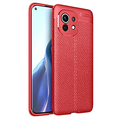 Silikon Hülle Handyhülle Gummi Schutzhülle Flexible Leder Tasche für Xiaomi Mi 11 Lite 5G NE Rot