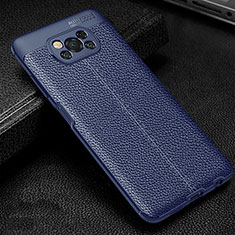 Silikon Hülle Handyhülle Gummi Schutzhülle Flexible Leder Tasche für Xiaomi Poco X3 NFC Blau