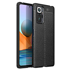 Silikon Hülle Handyhülle Gummi Schutzhülle Flexible Leder Tasche für Xiaomi Redmi Note 10 Pro 4G Schwarz