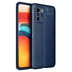 Silikon Hülle Handyhülle Gummi Schutzhülle Flexible Leder Tasche für Xiaomi Redmi Note 10 Pro 5G Blau