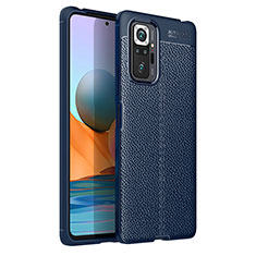 Silikon Hülle Handyhülle Gummi Schutzhülle Flexible Leder Tasche für Xiaomi Redmi Note 10 Pro Max Blau