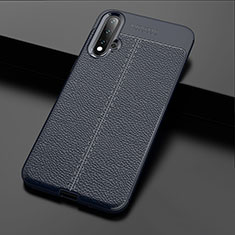 Silikon Hülle Handyhülle Gummi Schutzhülle Flexible Leder Tasche H01 für Huawei Nova 5 Pro Blau