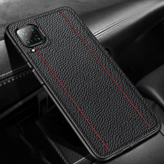 Silikon Hülle Handyhülle Gummi Schutzhülle Flexible Leder Tasche H01 für Huawei P40 Lite Schwarz