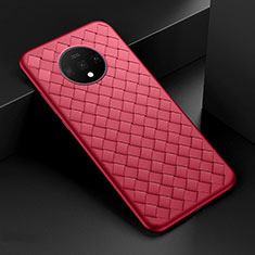 Silikon Hülle Handyhülle Gummi Schutzhülle Flexible Leder Tasche H01 für OnePlus 7T Rot