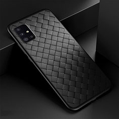 Silikon Hülle Handyhülle Gummi Schutzhülle Flexible Leder Tasche H01 für Samsung Galaxy A51 5G Schwarz