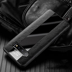 Silikon Hülle Handyhülle Gummi Schutzhülle Flexible Leder Tasche H01 für Samsung Galaxy S10 5G Schwarz