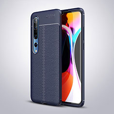 Silikon Hülle Handyhülle Gummi Schutzhülle Flexible Leder Tasche H01 für Xiaomi Mi 10 Pro Blau