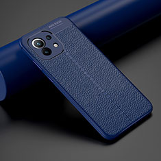 Silikon Hülle Handyhülle Gummi Schutzhülle Flexible Leder Tasche H01 für Xiaomi Mi 11 Lite 5G Blau