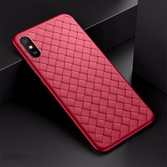 Silikon Hülle Handyhülle Gummi Schutzhülle Flexible Leder Tasche H01 für Xiaomi Redmi 9A Rot