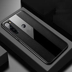 Silikon Hülle Handyhülle Gummi Schutzhülle Flexible Leder Tasche H01 für Xiaomi Redmi Note 8 (2021) Schwarz
