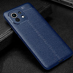 Silikon Hülle Handyhülle Gummi Schutzhülle Flexible Leder Tasche H02 für Xiaomi Mi 11 5G Blau